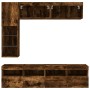 Wall TV cabinets with LED lights 7 pieces smoked oak by , TV Furniture - Ref: Foro24-3216761, Price: 217,50 €, Discount: %