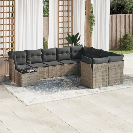 10-piece garden sofa set with gray synthetic rattan cushions by , Garden sets - Ref: Foro24-3218190, Price: 645,68 €, Discoun...