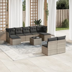 10-teiliges Gartensofa-Set mit grauen synthetischen Rattankissen von , Gartensets - Ref: Foro24-3218280, Preis: 565,99 €, Rab...