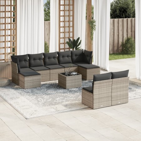 10-piece garden sofa set with gray synthetic rattan cushions by , Garden sets - Ref: Foro24-3218280, Price: 568,99 €, Discoun...