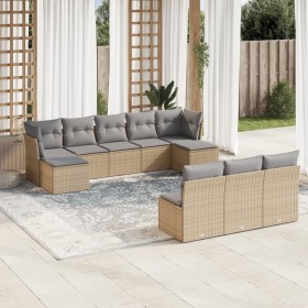 Gartensofa-Set mit beigen Kissen, 10-teilig, synthetisches Rattan von , Gartensets - Ref: Foro24-3218289, Preis: 604,37 €, Ra...