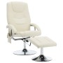 Sillón de masaje con reposapiés cuero sintético blanco crema de vidaXL, Sillones de masaje eléctricos - Ref: Foro24-248662, P...