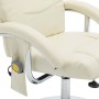 Sillón de masaje con reposapiés cuero sintético blanco crema de vidaXL, Sillones de masaje eléctricos - Ref: Foro24-248662, P...