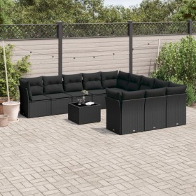 Garden sofa set 12 pieces with black synthetic rattan cushions by , Garden sets - Ref: Foro24-3250254, Price: 842,86 €, Disco...