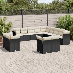 Set aus Gartensofas und Kissen 13 Stück synthetisches Rattan schwarz von , Gartensets - Ref: Foro24-3250385, Preis: 852,99 €,...