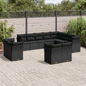 Set Gartensofas 12 Stück Kissen synthetisches Rattan schwarz von , Gartensets - Ref: Foro24-3250364, Preis: 861,25 €, Rabatt: %