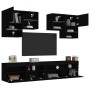 Mueble de pared de TV con luces LED 6 piezas negro de , Muebles TV - Ref: Foro24-3216751, Precio: 240,64 €, Descuento: %