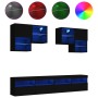 Mueble de pared de TV con luces LED 6 piezas negro de , Muebles TV - Ref: Foro24-3216751, Precio: 240,64 €, Descuento: %