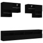 Mueble de pared de TV con luces LED 6 piezas negro de , Muebles TV - Ref: Foro24-3216751, Precio: 240,64 €, Descuento: %