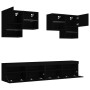 Mueble de pared de TV con luces LED 6 piezas negro de , Muebles TV - Ref: Foro24-3216751, Precio: 240,64 €, Descuento: %