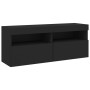 Mueble de pared de TV con luces LED 6 piezas negro de , Muebles TV - Ref: Foro24-3216751, Precio: 240,64 €, Descuento: %