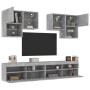 Wall-mounted TV furniture with LED lights, 6 pieces in concrete gray. by , TV Furniture - Ref: Foro24-3216753, Price: 244,94 ...