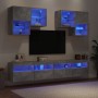 Wall-mounted TV furniture with LED lights, 6 pieces in concrete gray. by , TV Furniture - Ref: Foro24-3216753, Price: 235,99 ...