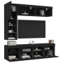 Mueble de pared de TV con luces LED 7 piezas negro de , Muebles TV - Ref: Foro24-3216758, Precio: 225,31 €, Descuento: %