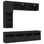 Mueble de pared de TV con luces LED 7 piezas negro de , Muebles TV - Ref: Foro24-3216758, Precio: 225,31 €, Descuento: %