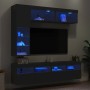 Mueble de pared de TV con luces LED 7 piezas negro de , Muebles TV - Ref: Foro24-3216758, Precio: 225,31 €, Descuento: %