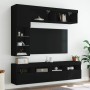 Mueble de pared de TV con luces LED 7 piezas negro de , Muebles TV - Ref: Foro24-3216758, Precio: 225,31 €, Descuento: %