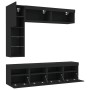 Mueble de pared de TV con luces LED 7 piezas negro de , Muebles TV - Ref: Foro24-3216758, Precio: 225,31 €, Descuento: %