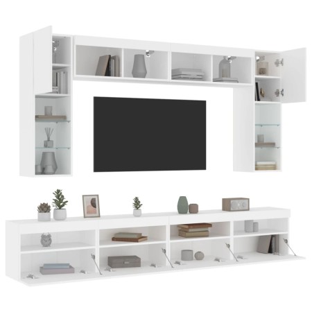 TV-Wandschrank mit LED-Leuchten 8 Stück weiß von , TV-Möbel - Ref: Foro24-3216764, Preis: 355,07 €, Rabatt: %