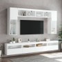 Mueble de pared de TV con luces LED 8 piezas blanco de , Muebles TV - Ref: Foro24-3216764, Precio: 355,07 €, Descuento: %