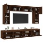 Wall TV cabinets with LED lights 8 pieces oak brown by , TV Furniture - Ref: Foro24-3216770, Price: 358,57 €, Discount: %