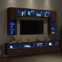 Wall TV cabinets with LED lights 8 pieces oak brown by , TV Furniture - Ref: Foro24-3216770, Price: 358,57 €, Discount: %