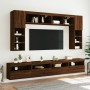 Wall TV cabinets with LED lights 8 pieces oak brown by , TV Furniture - Ref: Foro24-3216770, Price: 358,57 €, Discount: %