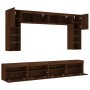 Wall TV cabinets with LED lights 8 pieces oak brown by , TV Furniture - Ref: Foro24-3216770, Price: 358,57 €, Discount: %