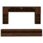 Wall TV cabinets with LED lights 8 pieces oak brown by , TV Furniture - Ref: Foro24-3216770, Price: 358,57 €, Discount: %