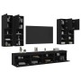 Muebles de TV de pared con luces LED 7 piezas negro de , Muebles TV - Ref: Foro24-3216772, Precio: 413,46 €, Descuento: %