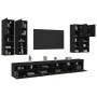 TV wall cabinet with LED lights 7 pieces black by , TV Furniture - Ref: Foro24-3216779, Price: 420,37 €, Discount: %