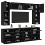 Muebles de pared de TV con luces LED 6 piezas negro de , Muebles TV - Ref: Foro24-3216798, Precio: 369,32 €, Descuento: %