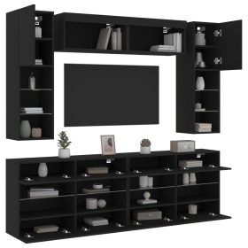 TV wall cabinets with LED lights 6 pieces black by , TV Furniture - Ref: Foro24-3216798, Price: 361,99 €, Discount: %