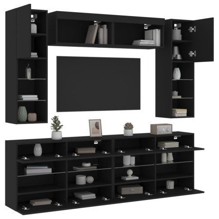 TV-Wandschränke mit LED-Leuchten 6 Stück schwarz von , TV-Möbel - Ref: Foro24-3216798, Preis: 369,32 €, Rabatt: %