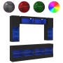 Muebles de pared de TV con luces LED 6 piezas negro de , Muebles TV - Ref: Foro24-3216798, Precio: 369,32 €, Descuento: %