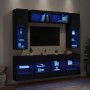 Muebles de pared de TV con luces LED 6 piezas negro de , Muebles TV - Ref: Foro24-3216798, Precio: 369,32 €, Descuento: %