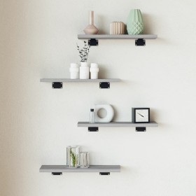 Wall shelves 2 units engineered wood gray Sonoma 40x10x1.5 cm by , Shelves - Ref: Foro24-838197, Price: 14,98 €, Discount: %