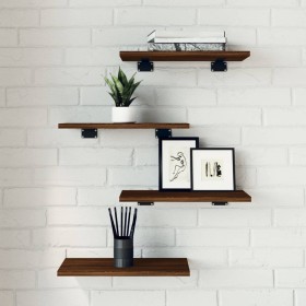 Wall shelves 4 units engineered wood oak smoke 40x20x1.5 cm by , Shelves - Ref: Foro24-838205, Price: 19,95 €, Discount: %