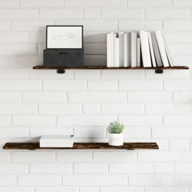 Wall shelves 4 units engineered wood oak smoke 100x20x1.5 cm by , Shelves - Ref: Foro24-838291, Price: 32,99 €, Discount: %