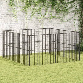 Laufgitter für Hunde mit 8 Paneelen aus schwarz verzinktem Stahl von , Hundehütten - Ref: Foro24-3209553, Preis: 209,86 €, Ra...