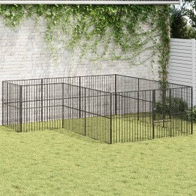 Dog playpen with 12 black galvanized steel panels by , Dog kennels - Ref: Foro24-3209558, Price: 281,88 €, Discount: %