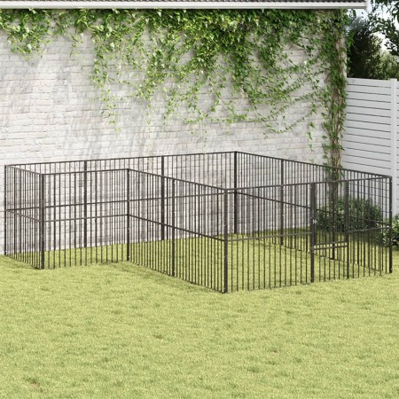 Dog playpen with 12 black galvanized steel panels by , Dog kennels - Ref: Foro24-3209558, Price: 276,33 €, Discount: %