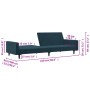 Blue velvet 2-seater sofa bed by , Sofas - Ref: Foro24-375736, Price: 225,99 €, Discount: %