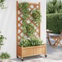 Planter with lattice and wheels made of solid brown fir wood by , Pots and planters - Ref: Foro24-3207650, Price: 84,29 €, Di...