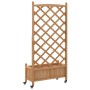 Planter with lattice and wheels made of solid brown fir wood by , Pots and planters - Ref: Foro24-3207650, Price: 84,29 €, Di...