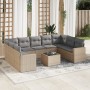 Gartensofa-Set mit beigen Kissen, 10-teilig, synthetisches Rattan von , Gartensets - Ref: Foro24-3219399, Preis: 641,99 €, Ra...