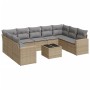 Gartensofa-Set mit beigen Kissen, 10-teilig, synthetisches Rattan von , Gartensets - Ref: Foro24-3219399, Preis: 641,99 €, Ra...