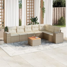 Garden sofa set with beige cushions, 8 pieces, PE rattan. by , Garden sets - Ref: Foro24-3225477, Price: 669,41 €, Discount: %