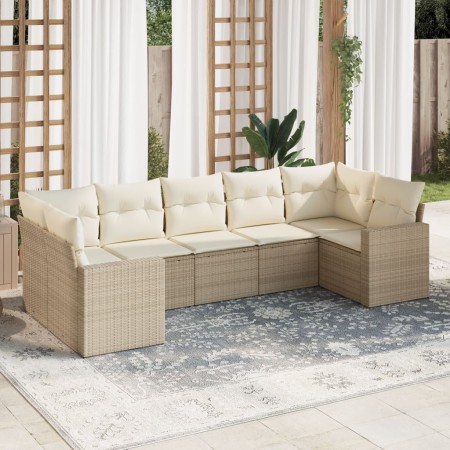 Set sofás de jardín 7 piezas y cojines ratán sintético beige de , Conjuntos de jardín - Ref: Foro24-3219378, Precio: 619,99 €...