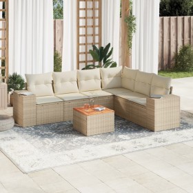 7-piece garden sofa set and beige synthetic rattan cushions by , Garden sets - Ref: Foro24-3225463, Price: 548,99 €, Discount: %